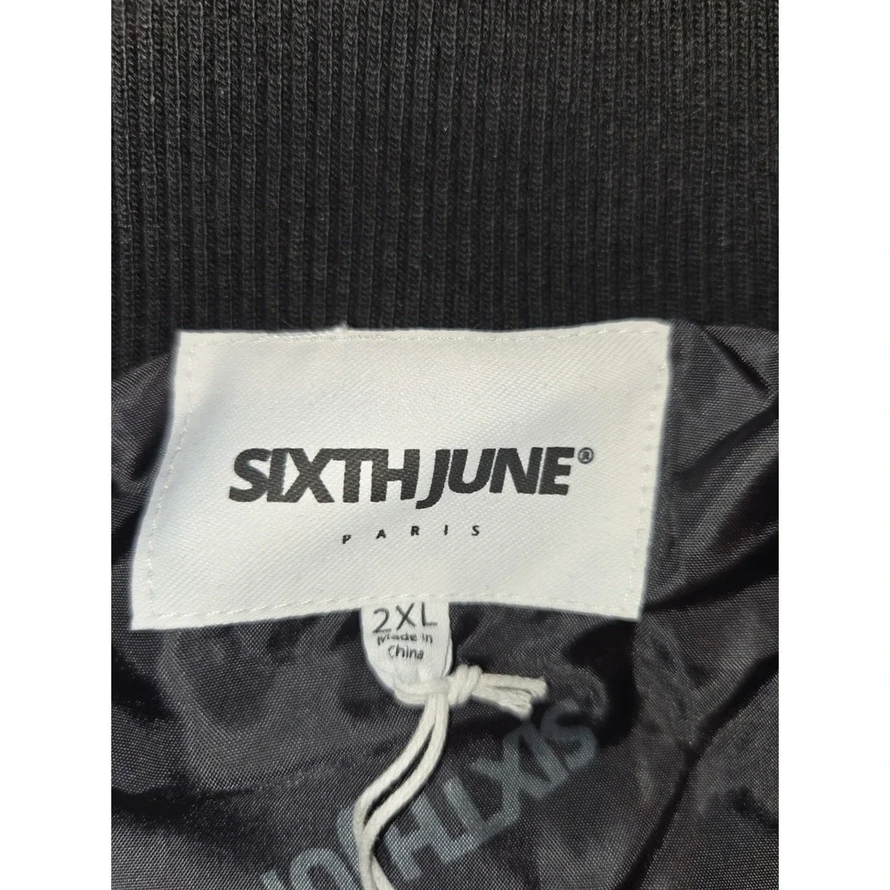 Sixth June Varsity Jacket 2XL NWT Black Embroidered Flames Streetwear